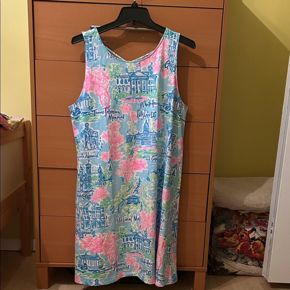 Lilly Pulitzer Blue, Pink & Green Printed Midi Dress